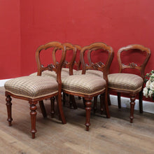 Load image into Gallery viewer, x SOLD Set of 6 Antique English Mahogany Dining or Kitchen Chairs - Balloon Backs. B12221