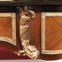 Load image into Gallery viewer, Louis XV Style French Bureau Plat Writing Desk with Ormolu Mounts and Glass Top. B13038