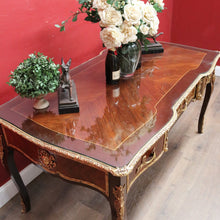 Load image into Gallery viewer, Louis XV Style French Bureau Plat Writing Desk with Ormolu Mounts and Glass Top. B13038