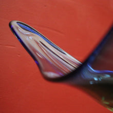 Load image into Gallery viewer, Mid-Century Val St Lambert Blue Green Triangular Art Glass Vase. B12633