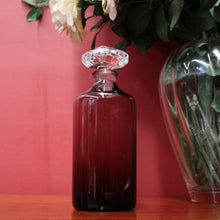 Load image into Gallery viewer, x SOLD Purple coloured Bottle - Waterford Crystal - Ireland. Round Cylinder Vodka or Whiskey Decanter and Stopper. B12219
