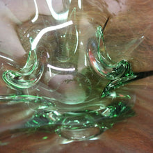 Load image into Gallery viewer, Mid-Century Val St Lambert Blue Green Triangular Art Glass Vase. B12633