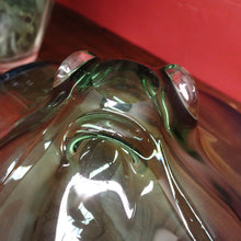 Load image into Gallery viewer, Mid-Century Val St Lambert Blue Green Triangular Art Glass Vase. B12633