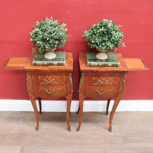 Load image into Gallery viewer, Pair of Vintage French Bedside Tables with Marquetry Inlay and Pull Out Slides. B12799