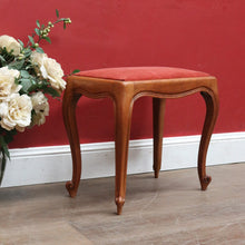 Load image into Gallery viewer, Vintage French Oak Dressing Table Stool with Cabriole Legs and Upholstered Seat. B12813