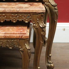 Load image into Gallery viewer, A Set of Three Nesting Tables, Marble and Brass Lamp or Side Tables. B12227
