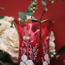 Load image into Gallery viewer, x SOLD Striking Pair of Antique Ruby Glass Hurricane Lamps with Prisms and Gilding. B12634