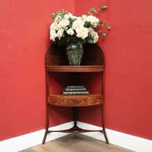 Load image into Gallery viewer, x SOLD Antique English Mahogany Georgian Corner Stand or Display Cabinet with a Drawer. B12231