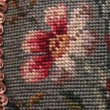 Load image into Gallery viewer, Antique Australian maple high-back Piano Stool music seat with tapestry upholstery. B12637