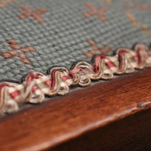Load image into Gallery viewer, Antique Australian maple high-back Piano Stool music seat with tapestry upholstery. B12637