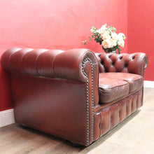 Load image into Gallery viewer, Vintage Moran Two Seater Chesterfield Lounge in Burgundy Leather. B13042
