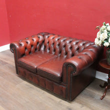 Load image into Gallery viewer, Vintage Moran Two Seater Chesterfield Lounge in Burgundy Leather. B13042