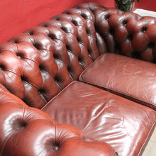 Load image into Gallery viewer, Vintage Moran Two Seater Chesterfield Lounge in Burgundy Leather. B13042