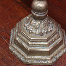 Load image into Gallery viewer, French Antique Brass Hanukkah Menorah with Octagonal Base and Star of David. B12788