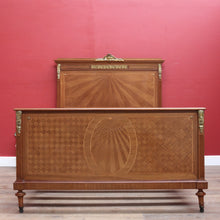 Load image into Gallery viewer, Antique French Walnut Double Bed with Gilt Bronze Mounts and Sunray Pattern. B12165