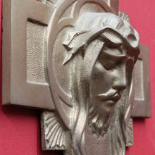 Load image into Gallery viewer, Antique French Art Deco Solid Brass Plaque of Christ by Sylvain Norga. B12797