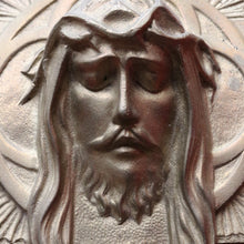 Load image into Gallery viewer, Antique French Art Deco Solid Brass Plaque of Christ by Sylvain Norga. B12797