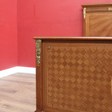 Load image into Gallery viewer, Antique French Walnut Double Bed with Gilt Bronze Mounts and Sunray Pattern. B12165