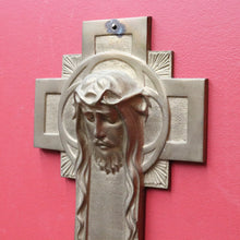 Load image into Gallery viewer, Antique French Art Deco Solid Brass Plaque of Christ by Sylvain Norga. B12797