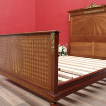 Load image into Gallery viewer, Antique French Walnut Double Bed with Gilt Bronze Mounts and Sunray Pattern. B12165