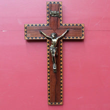 Load image into Gallery viewer, French Rosewood Crucifix with Tunbridgeware Style Inlay and Corpus. B12848