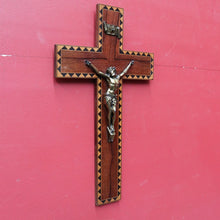 Load image into Gallery viewer, French Rosewood Crucifix with Tunbridgeware Style Inlay and Corpus. B12848