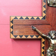 Load image into Gallery viewer, French Rosewood Crucifix with Tunbridgeware Style Inlay and Corpus. B12848