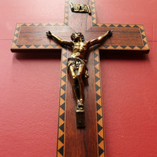Load image into Gallery viewer, French Rosewood Crucifix with Tunbridgeware Style Inlay and Corpus. B12848