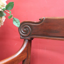 Load image into Gallery viewer, Antique English Mahogany Armchair with Scroll Arms and Floral Upholstery. B12639