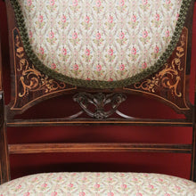 Load image into Gallery viewer, x SOLD Antique French Chair, Padded back and Seat, Floral Fabric, Bedroom, Living or Hall Arm Chair. B12241