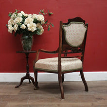 Load image into Gallery viewer, x SOLD Antique French Chair, Padded back and Seat, Floral Fabric, Bedroom, Living or Hall Arm Chair. B12241