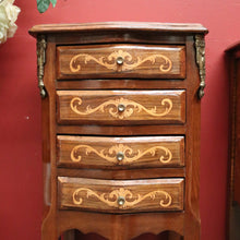 Load image into Gallery viewer, x SOLD A Pair of French Walnut and Marquetry Inlay 4 Drawer Bedside Cabinets or Lamp Tables. B12242