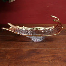 Load image into Gallery viewer, Mid Century French Bayel Crystal Centrepiece Vase in Organic Splash Form with 18 Carat Gold. B12267