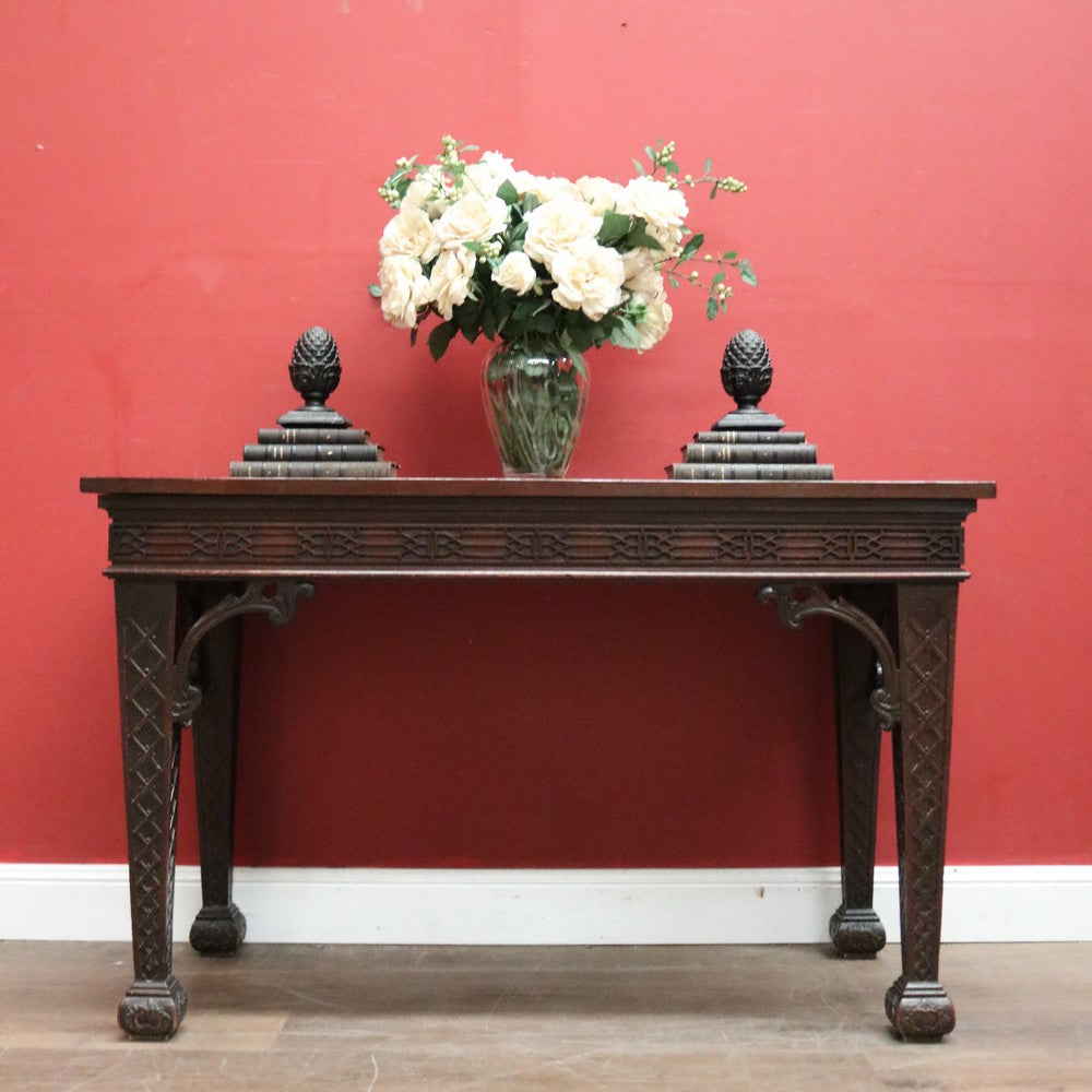 Antique French Mahogany Hall Table or Side, Sofa, Entry Table with Fretwork  B12246