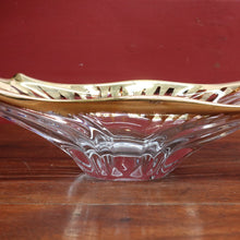 Load image into Gallery viewer, Mid Century French Bayel Crystal Centrepiece Vase in Organic Splash Form with 18 Carat Gold. B12267