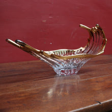 Load image into Gallery viewer, Mid Century French Bayel Crystal Centrepiece Vase in Organic Splash Form with 18 Carat Gold. B12267