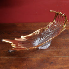 Load image into Gallery viewer, Mid Century French Bayel Crystal Centrepiece Vase in Organic Splash Form with 18 Carat Gold. B12267