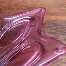 Load image into Gallery viewer, Circa 1960 Italian Mid-Century Art Glass Star or Orchid Bowl in Pink Cranberry Glass. B12272
