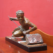 Load image into Gallery viewer, x SOLD Antique French Bronze and Marble Statue Art Deco Sculpture Attributed to Guislain 1930s. B12644