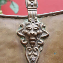 Load image into Gallery viewer, Antique French Brass Coal Scuttle with Delft Porcelain Handle and Lion Paw Feet. B12951
