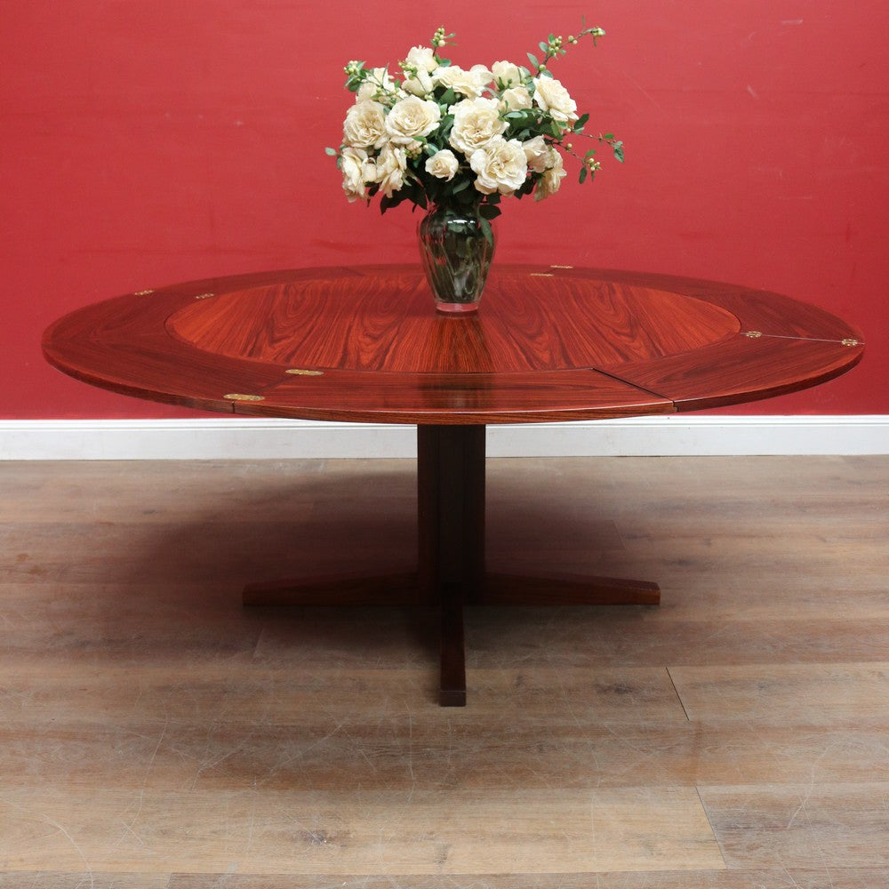 Dyrlund Denmark Rosewood Flip-Flap Expandable Dining Table with Four H