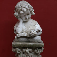 Load image into Gallery viewer, Vintage Garden Ornament Reading Library Child Bust on Greek Style Pedestal. B13045