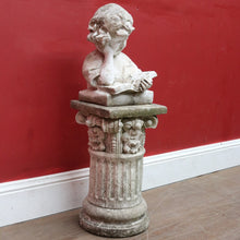Load image into Gallery viewer, Vintage Garden Ornament Reading Library Child Bust on Greek Style Pedestal. B13045