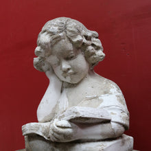 Load image into Gallery viewer, Vintage Garden Ornament Reading Library Child Bust on Greek Style Pedestal. B13045