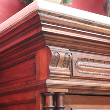 Load image into Gallery viewer, x SOLD Antique French Walnut and Marble Top Hall Cabinet with Carved Doors and Columns. B12619