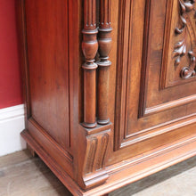 Load image into Gallery viewer, x SOLD Antique French Walnut and Marble Top Hall Cabinet with Carved Doors and Columns. B12619