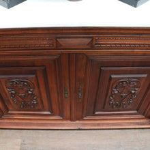 Load image into Gallery viewer, x SOLD Antique French Walnut and Marble Top Hall Cabinet with Carved Doors and Columns. B12619
