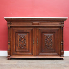 Load image into Gallery viewer, x SOLD Antique French Walnut and Marble Top Hall Cabinet with Carved Doors and Columns. B12619