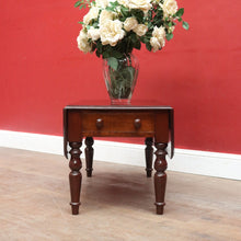 Load image into Gallery viewer, English Mahogany Coffee Table with Drop Sides, Drawer and Turned Legs. B12652