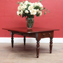 Load image into Gallery viewer, English Mahogany Coffee Table with Drop Sides, Drawer and Turned Legs. B12652